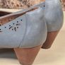womens CLARKS DENNY DAZZLE grey shoes leather slip on heels court pumps Size UK 5.5 E wide fit EU 38.5 Image 9