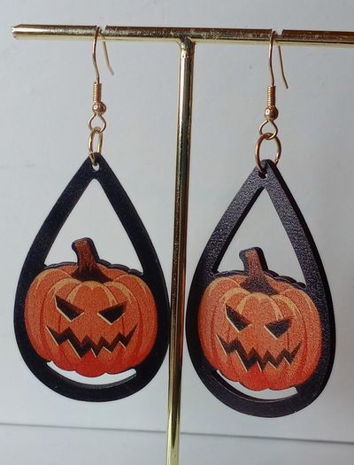 Halloween Scary Pumpkin Waterdrop Earrings