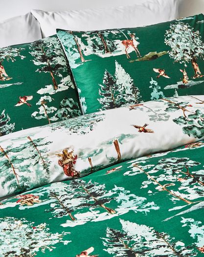 Woodland Christmas Duvet Set King Size Reversible