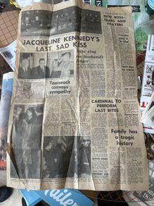 1963 JFK Assassination Newspaper Page President Kennedy Assassinated Irish Newspaper Memorabilia