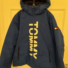 Kids Tommy Hilfiger navy hooded winter jacket, size 164