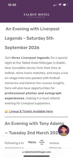 tickets for Liverpool legends, Dublin. THIS SATURDAY SEPT 5