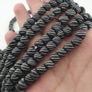 Vintage African Style White Stripe Black 8.2mm - 8.5mm Glass Beads Necklace Strand Image 3