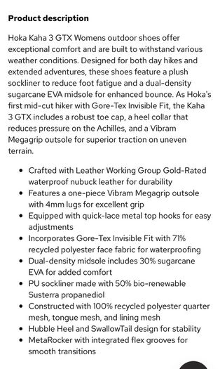 Hoka Kaha 3 GTX Womens Boots - Size UK 7