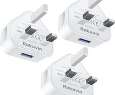 USB Plug,USB Plug Adaptor UK 3 Pin Mains Charger,3 Pack Wall Charger Head Compact Charge Head 5V/1AMP Charging for iPhone 11/11 Pro/10/Xs/XS Max/XR/X/8/7/6 Plus/5/4,iPad Pro/Air 2