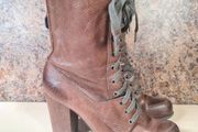 womens TOMMY HILFIGER brown leather high heel ankle boots Size Uk 6 EU 39