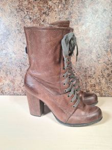 womens TOMMY HILFIGER brown leather high heel ankle boots Size Uk 6 EU 39