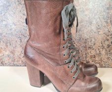 womens TOMMY HILFIGER brown leather high heel ankle boots Size Uk 6 EU 39