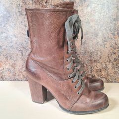 womens TOMMY HILFIGER brown leather high heel ankle boots Size Uk 6 EU 39