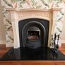 Traditional Cream Stone Fireplace Suite with Cast Iron Insert & Black Hearth Image 4