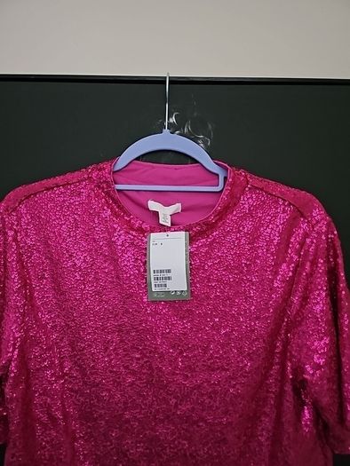 Pink Sequins Blouse S New