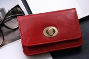 Premium Genuine Leather Wallet for Women Stylish Red Clutch Wallet with Button Closure