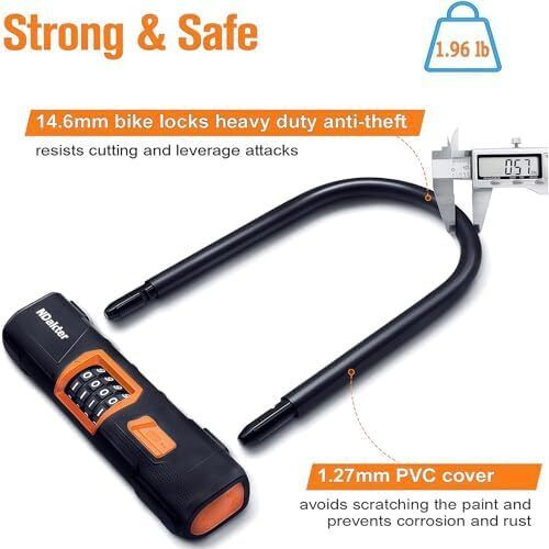 Combo Bike d Lock, Heavy Duty Combination d Locks for Bicycles with 5Ft Steel Cable, 14.6mm Shackle High Security Bike Lock, Large Bike U Lock for Ebike, Electric Bike, Scooter, Motorcycle