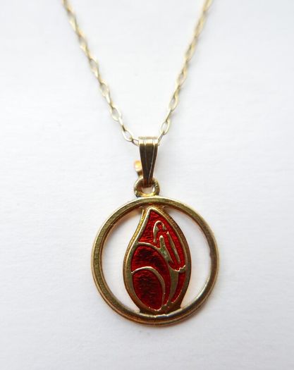 Vintage Sterling Silver 925 Gold Plated Chain with Pendant , length 20" - 2,8g