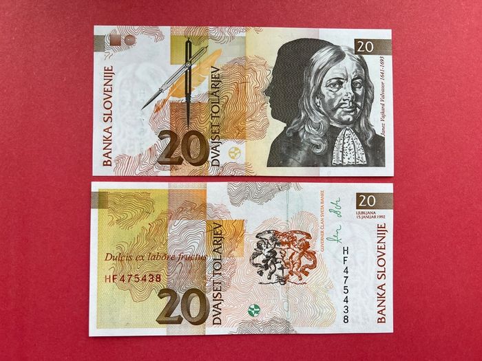 Slovenia  20  Tolarjev. 1992  Pick 12. ( Uncirculated )