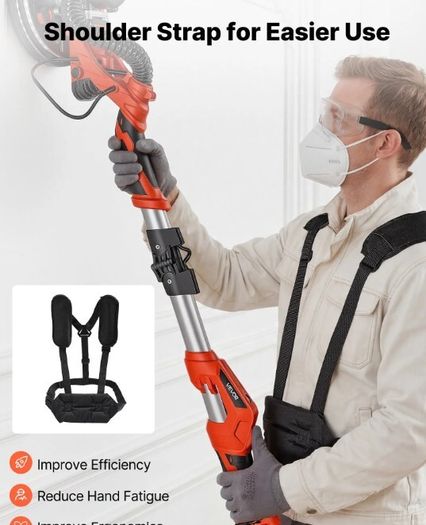 1150W Electric Drywall Sander with Dust Collection, LED Light & Extendable Handle
