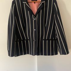 Thomas Pink Navy & Grey Striped Wool Blazer UK 20