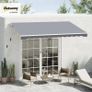Manual Retractable Patio Awning Shelter UV Protection, 2.5mx2m Image 2