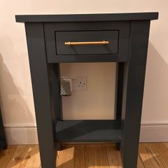 Solid Wood Grey Hall Console Table with Drawer