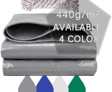 Waterproof Tarpaulin, 440G/M Pvc Heavy Duty Tarpaulin UV-Anti Tarp Multi-Purpose Cover Reinforced Eyelets For Outdoor, Gray (3 x 4m)