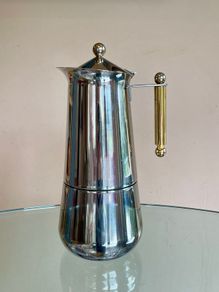 Vintage 80's Tracanzan Large Moka Coffee Pot "Uanita" Gold Series, Italy