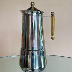 Vintage 80's Tracanzan Large Moka Coffee Pot "Uanita" Gold Series, Italy