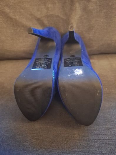 High Heels/Just Fab Anahi Blue And Teal Heels Suede And Teal Snake Skin Size 5 UK ..  38EU Womens