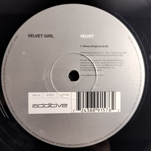 Velvet Girl - Walking In Sunshine + Velvet - Additive Records - QUALITY Late 90s Progressive TRANCE! Condition EXCELLENT!