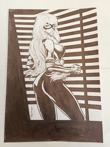 Original Comic Art of Marvels Black Cat by Di Amorim