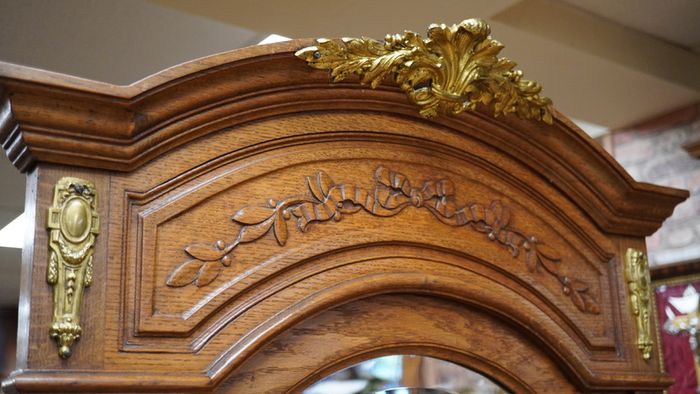 Antique French Oak Mirrored Dressing Stand