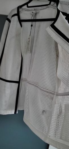 Inspired Style PU monochrome jacket Sz 16 UK - Bnwt Rrp 139.95
