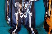 Skeleton Halloween costume with hood kids  8-9