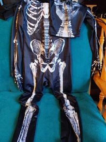 Skeleton Halloween costume with hood kids  8-9