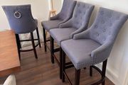 Set of 4 charcoal grey fabric high dining chairs