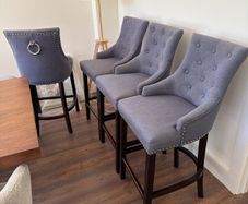 Set of 4 charcoal grey fabric high dining chairs