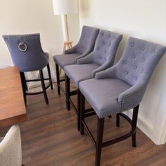 Set of 4 charcoal grey fabric high dining chairs
