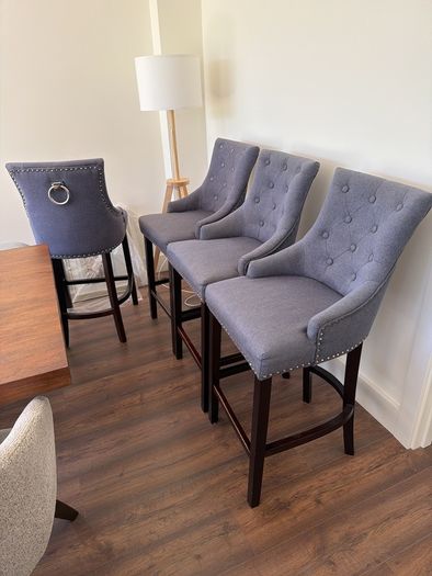 Set of 4 charcoal grey fabric high dining chairs