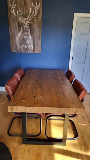 Dining Table and 4 Real Leather Chairs