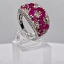 Beautiful African Ruby White Zircon Cluster Ring in Rhodium Overlay Sterling Silver 4.42 Ct. Image 4