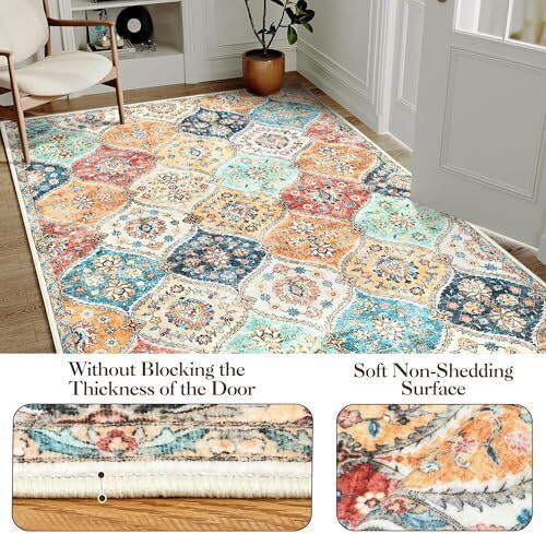 Boho Rug Living Room 120x170 cm Non Slip Low Pile Orange
