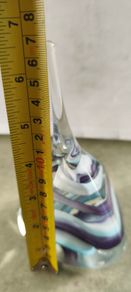 Vintage Paperweight Or Ring Tree Caithness Style 1990 Clear, Blue, Purple Swirl 6 inchs tall.
