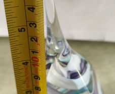 Vintage Paperweight Or Ring Tree Caithness Style 1990 Clear, Blue, Purple Swirl 6 inchs tall.
