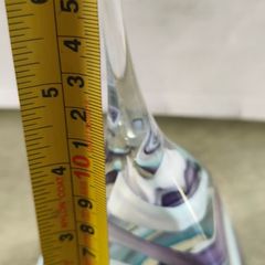 Vintage Paperweight Or Ring Tree Caithness Style 1990 Clear, Blue, Purple Swirl 6 inchs tall.