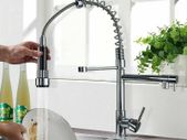 Swivel Pull Out Spray Taps Mixer Kitchen Sink Mixing Tap Spring Neck Chrome