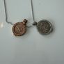 Mi Moneda silver and rose gold long necklace with Love and infinity discs Image 2