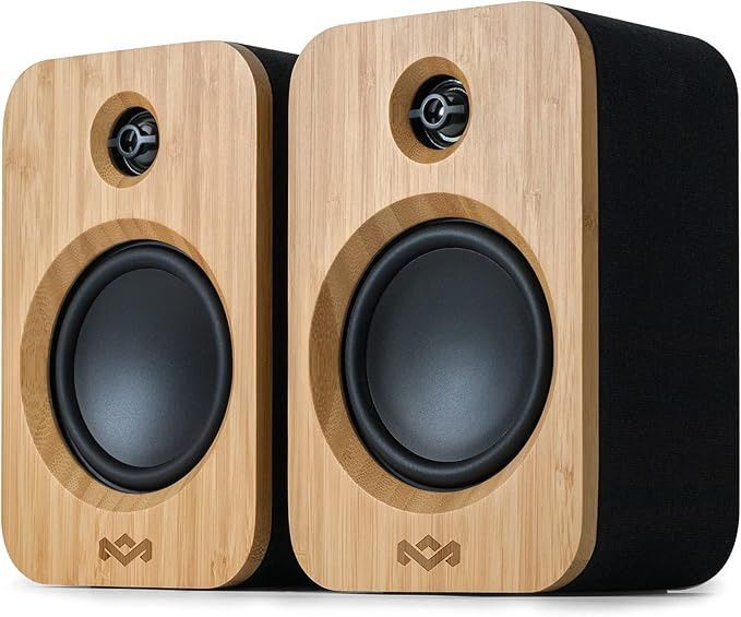 House of Marley Get Together Duo Bookshelf Speakers - Bluetooth Speakers with AUX Input, Turntable and Vinyl Record Player Compatible - High Definition Active Bookshelf Speaker, Sustainable Design