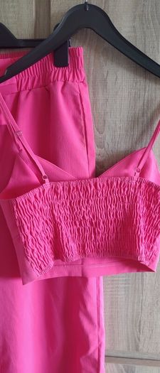 pink set wild leg trousers and top size fits Xs s m
