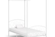 Canopy Bed Frame White Metal 100x200 cm