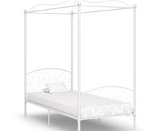 Canopy Bed Frame White Metal 100x200 cm