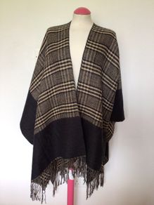 One Size Black & Brown Large Checked Shawl Includes Postage